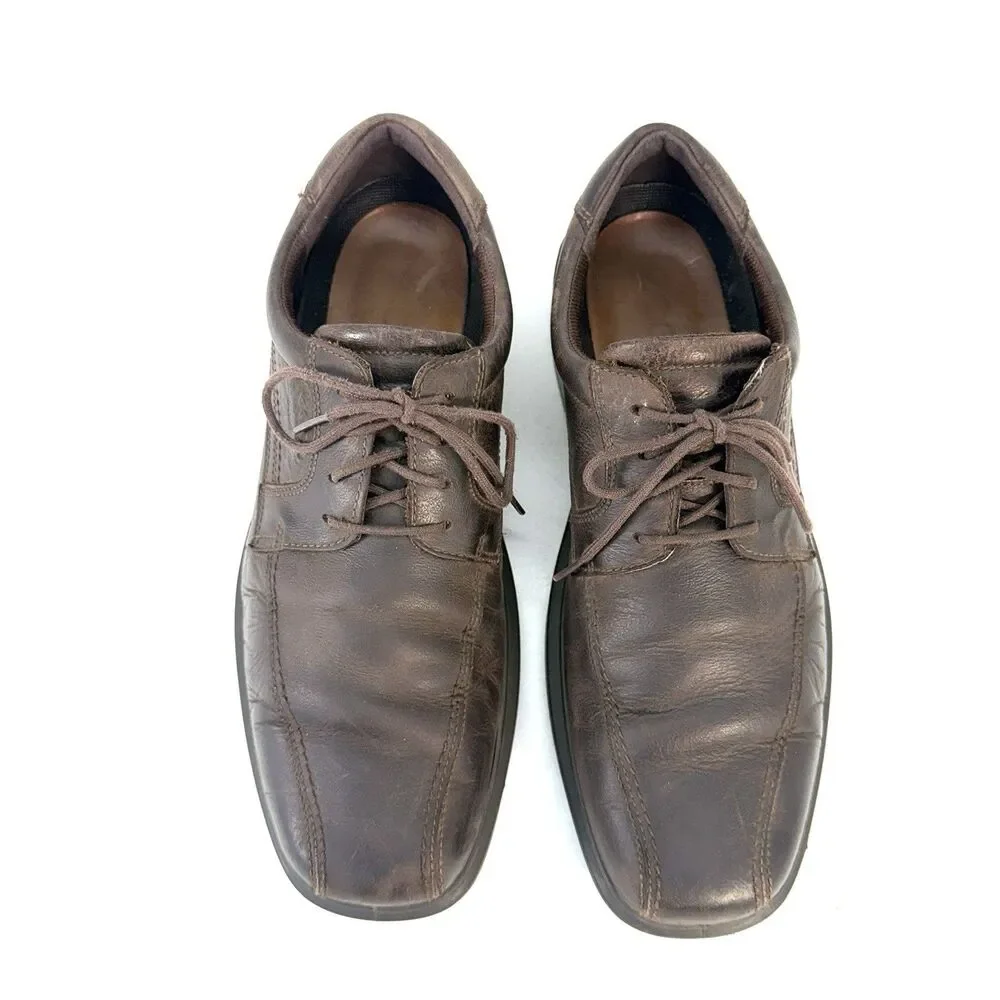 Mens Ecco Brown Leather Berlin Apron Toe Oxford Loafers Shoes Size EU 44 US 11